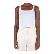 Geribbelde Tanktop Wit Katoen Jacquemus , White , Dames