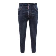 Blauwe Stretch Katoenen Jeans Aw23 Dsquared2 , Blue , Heren