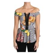 Chique Geruit Korset Top Dolce & Gabbana , Multicolor , Dames