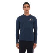 Geborduurde Katoenen Longsleeve La Martina , Blue , Heren