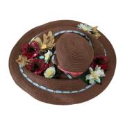 Bloemen floppy hoed met brede rand Dolce & Gabbana , Brown , Dames