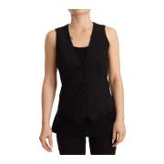 Elegante Zwarte Wollen Vest Dolce & Gabbana , Black , Dames