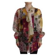 Multicolor Zijden Blouse met Ascot Dolce & Gabbana , Multicolor , Dame...