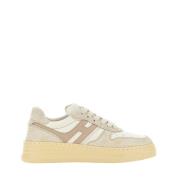 Beige Suède Sneakers met Witte Leren Details Hogan , Beige , Heren