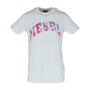 Wit Bedrukt Ronde Hals T-shirt Diesel , White , Heren