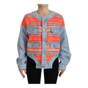 Tweed Denim Jack met Blauwe Accents Dsquared2 , Multicolor , Dames