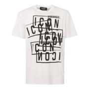 Icon Stamps Crew Neck T-Shirt Dsquared2 , White , Heren