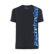 Zwarte Katoenen T-shirt met Blauwe Print Dsquared2 , Black , Heren