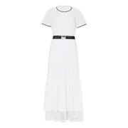 Katoenen Jersey Jurk met Mesh Details Liu Jo , White , Dames