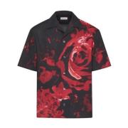 Drop Shoulder Wax Floral Shirt Alexander McQueen , Multicolor , Heren