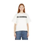 Luxe minimalistische logo print T-shirt Jil Sander , Beige , Dames