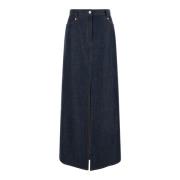 Denim Maxi Rok Brunello Cucinelli , Blue , Dames