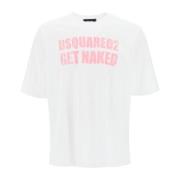 Skater Fit Printed T-Shirt Dsquared2 , White , Heren