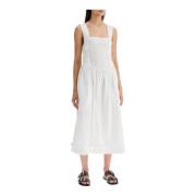 Katoenen Poplin Midi Jurk met Cut-Out Ganni , White , Dames