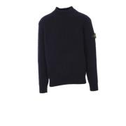 Blauwe Wollen Gebreide Trui Stone Island , Blue , Heren