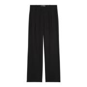 Rechte, vloeiende geplooide broek Marc O'Polo , Black , Dames