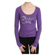 Elegante paarse top met kristalversiering Exte , Purple , Dames