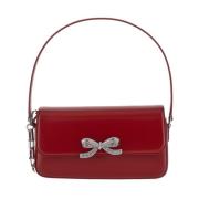 Burgundy Leather Baguette Tas Self Portrait , Red , Dames