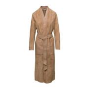 Beige Sweater V-Neck Belted Coat Golden Goose , Beige , Dames