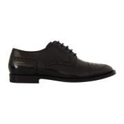 Zwarte Leren Wingtip Formele Schoenen Dolce & Gabbana , Black , Dames