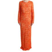 Oranje Bloemen Ricamo Sheath Jurk Dolce & Gabbana , Orange , Dames