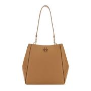 Stijlvolle Camel Leren Handtas Tory Burch , Brown , Dames