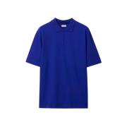 Blauw Polo Shirt met Witte Omkeerbare Kraag Burberry , Blue , Heren