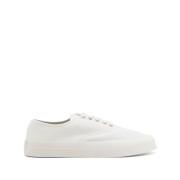 Canvas Witte Sneakers Ronde Neus Vetersluiting Maison Kitsuné , White ...