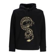 Zwarte hoodie met gouden draakborduursel Emporio Armani , Black , Here...