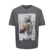 Casual Katoenen T-Shirt voor Mannen Only & Sons , Gray , Heren