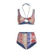 Witte Zomer Bikini Gestreept Bloemen Etro , Multicolor , Dames