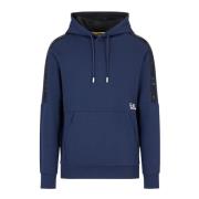 Blauwe hoodie met logobanden Emporio Armani EA7 , Blue , Heren