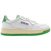 Groene Leren Logo Sneakers Autry , White , Dames