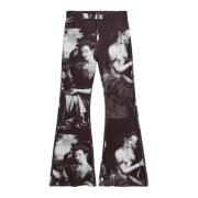 Wijd Uitlopend Elastische Taille Broek Soulland , Black , Dames