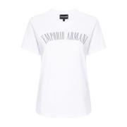 Wit Katoenen Logo Print T-shirt Emporio Armani , White , Dames