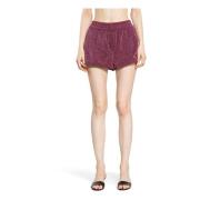 Lurex Nylon Elastische Taille Shorts Oseree , Purple , Dames