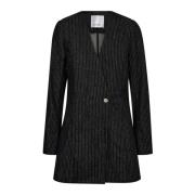 Denim Pin Blazer met Pinstripe Print Co'Couture , Black , Dames