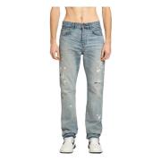 Indigo Geschilderde Straight Leg Jeans Amiri , Blue , Heren