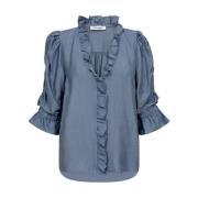 Frill Sleeve Blouse Co'Couture , Blue , Dames