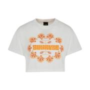 T-Shirt Crop MET Print F**k , White , Dames