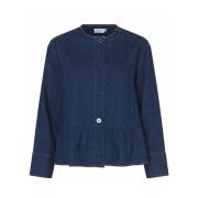 Denim Jack met Knopen en Ruche Masai , Blue , Dames