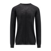 Geribbelde Crew-neck Virgin Wool Sweater Rick Owens , Black , Heren