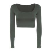 T-Shirt Crop Lange Mouwen Naadloos F**k , Green , Dames