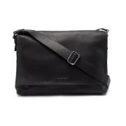 Chevrette Nubuck Leren Messenger Tas Orciani , Black , Heren