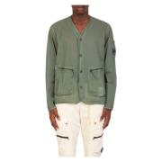 Licht Microweave V-Neck Overshirt C.p. Company , Green , Heren