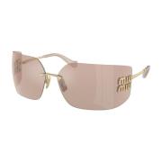 Metalen Frame Zonnebril voor Vrouwen Miu Miu , Yellow , Dames