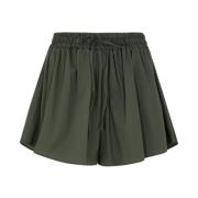 Militair Groene Katoenmix Trekkoord Shorts Me-Fui , Green , Dames