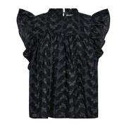 Vrouwelijke Zwarte Top met Ruches Mouwen Co'Couture , Black , Dames