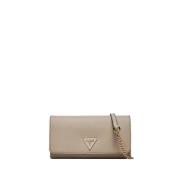 Beige Schoudertas met Metalen Logo Guess , Beige , Dames