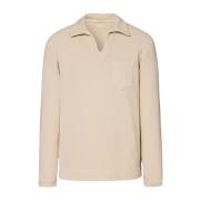 Bio Fleece Katoenen Sweater met Diepe Opening Massimo Alba , Beige , H...